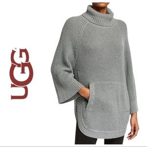 UGG RAELYNN PONCHO SWEATER IN WOOL BLEND GRAY MEDIUM